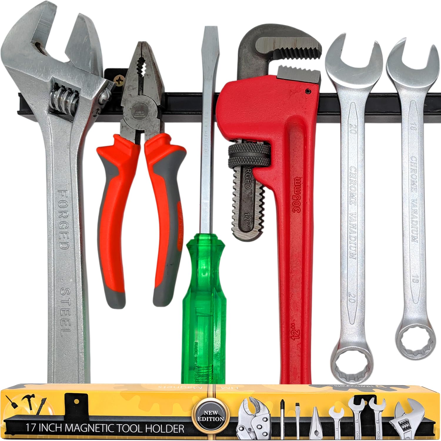 12" Heavy-Duty Magnetic Tool Holders (4 Pack - 48" Total) - Extremely Powerful Magnetic Pull Force to Hold Heavy Tools (Upgraded Version) - Professional Tool Bars/Strips Organizer