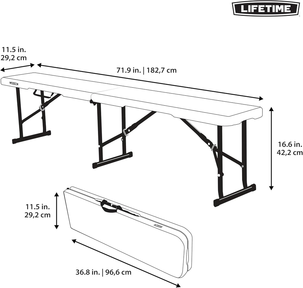 LIFETIME 80305 Portable Folding Bench, White