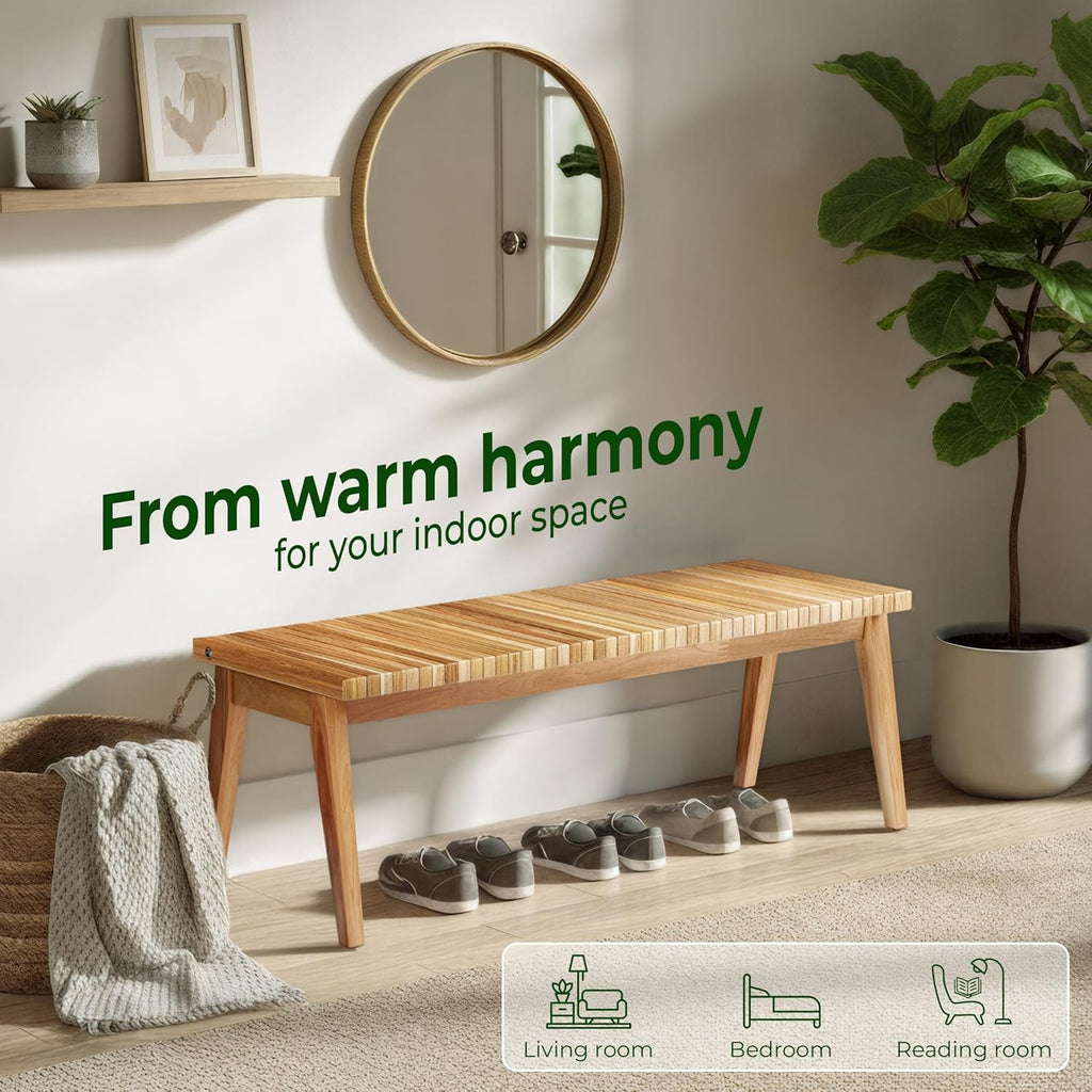 Melino Wooden Convertible Bench Picnic Table, Outdoor Bench Wood, FSC Certified Acacia, 500Lbs Weight Capacity, Park Bench for Outdoors, Porch, Balcony - Large Size