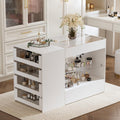 FUFU&GAGA Closet Island with Glass Top & 14 Drawers for Walk in Closet, Jewelry Display Cabinet Island with Glass Shelf, for Store Dressing Room Shop, 47.2”W x 23.6”D x 31.5”H