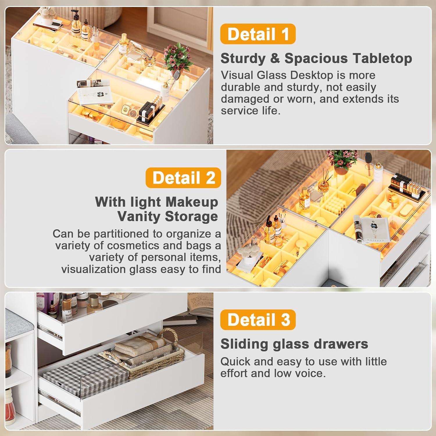 PakaLife Armoire Wardrobe Closet Island with 9 Drawers,Led Lights,Glass Tabletop,Bedroom Island with Jewelry Organizer,Storage Bench with Cushion,Island Dresser with Display Shelf for Fitting Room