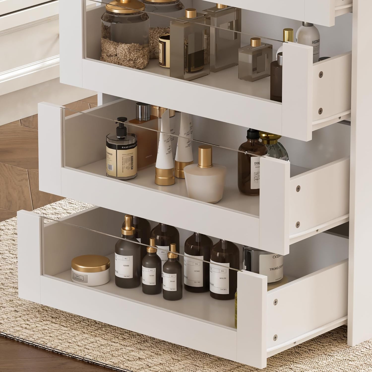 FUFU&GAGA Closet Island with Glass Top & 8 Drawers for Walk in Closet, Jewelry Display Cabinet Island with Glass Shelf, for Store Dressing Room Shop, 47.2”W x 23.6”D x 31.5”H