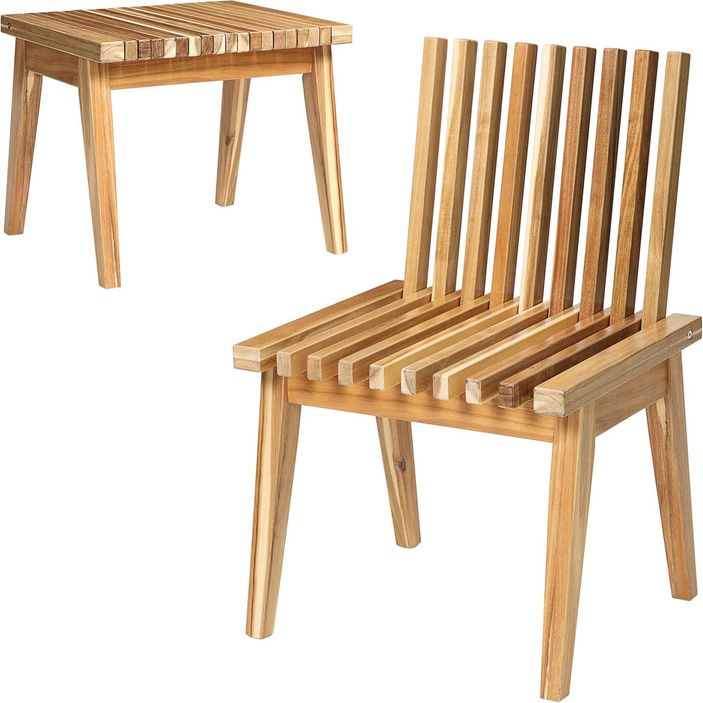 Melino Wooden Convertible Bench Picnic Table, Outdoor Bench Wood, FSC Certified Acacia, 500Lbs Weight Capacity, Park Bench for Outdoors, Porch, Balcony - Large Size