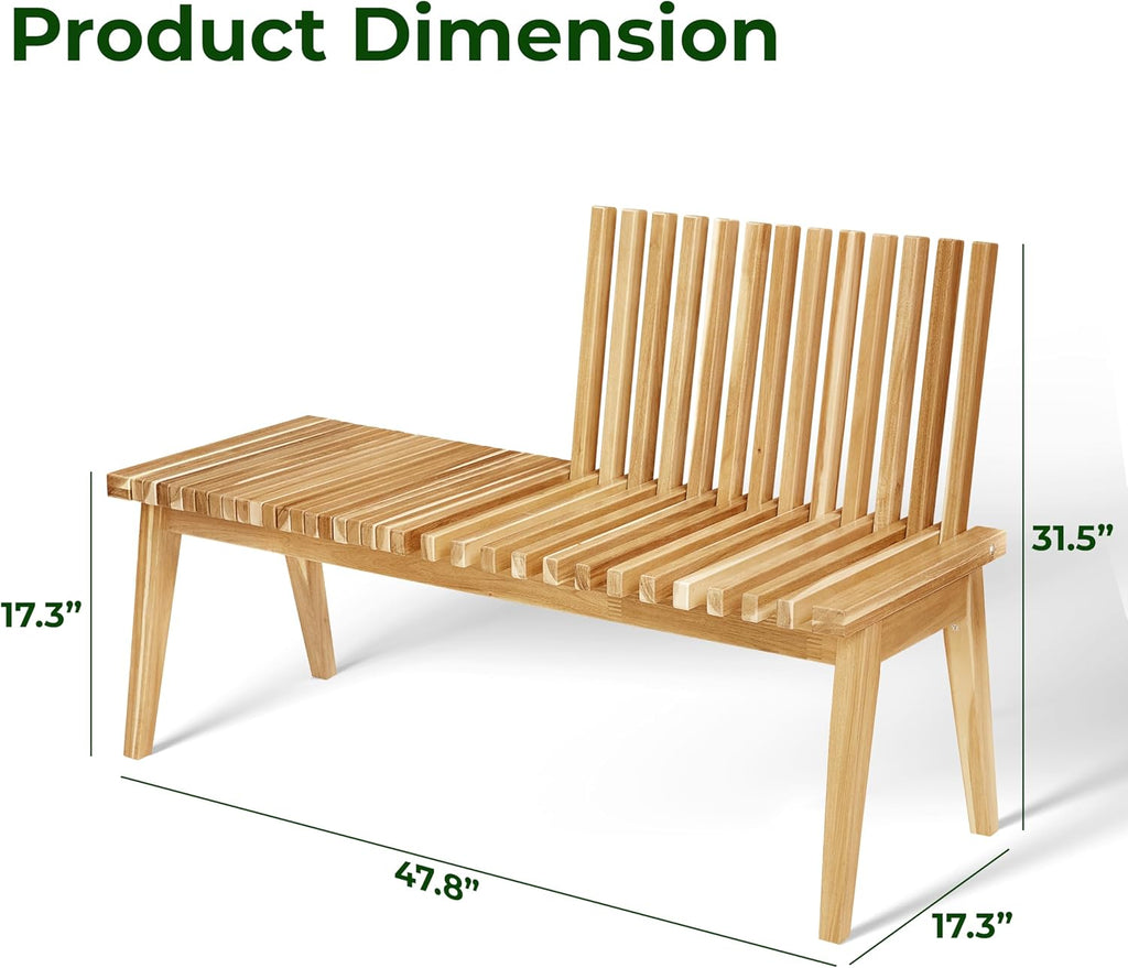 Melino Wooden Convertible Bench Picnic Table, Outdoor Bench Wood, FSC Certified Acacia, 500Lbs Weight Capacity, Park Bench for Outdoors, Porch, Balcony - Large Size
