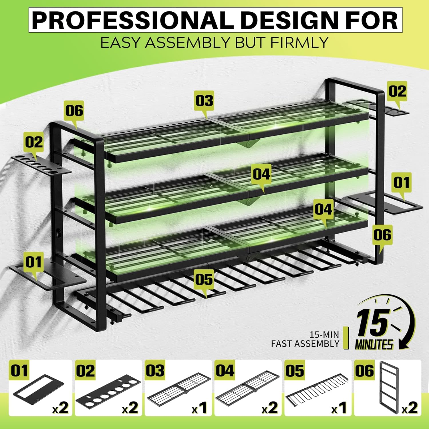 Large Power Tool Organizer Wall Mount, Garage Storage Cordless Tool Organizer with Screwdriver Holder, Heavy Duty Metal Storage Rack with 8 Drill Holder 4 Layer, Gifts for Men Who Have Everything