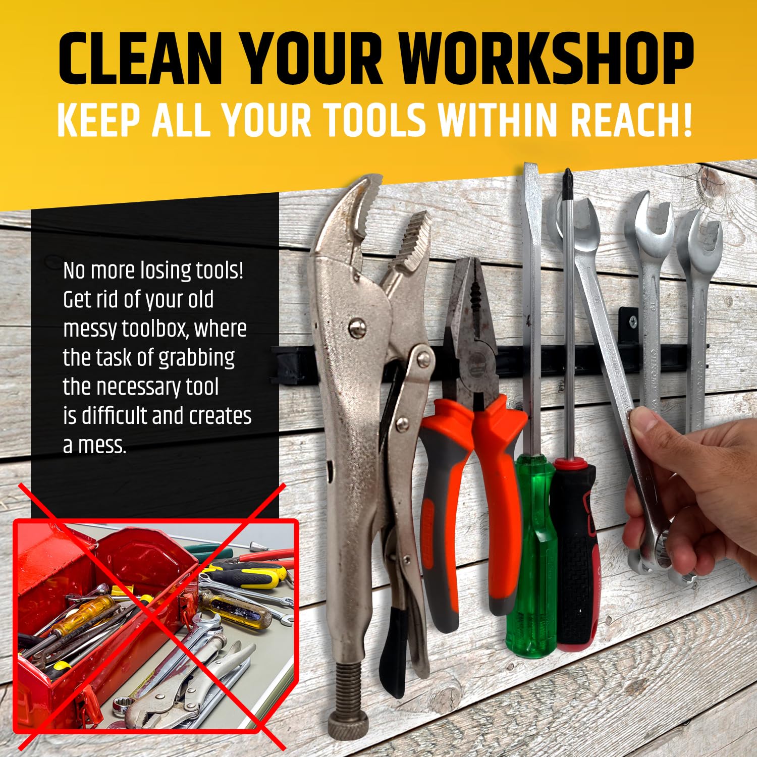 12" Heavy-Duty Magnetic Tool Holders (4 Pack - 48" Total) - Extremely Powerful Magnetic Pull Force to Hold Heavy Tools (Upgraded Version) - Professional Tool Bars/Strips Organizer